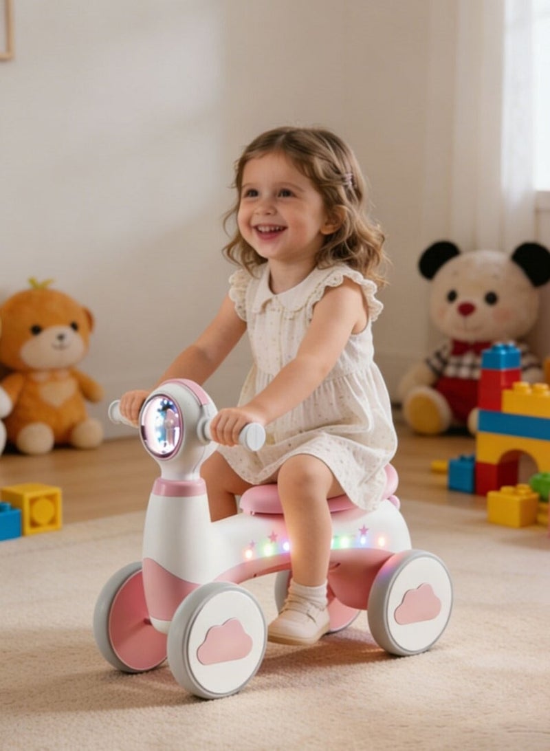DURKU Children's Balance Bike, 4-Wheel Balance Bike for Boys and Girls Toddler and Baby, Ride on Toys with Light and Music Indoor Outdoor Fun - Image 1
